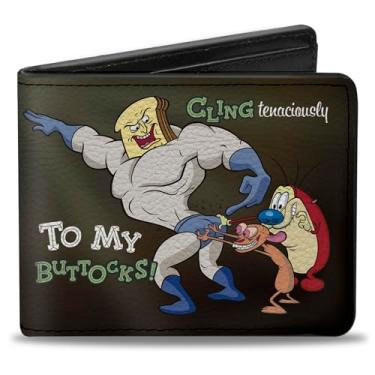 Imagem de Nickelodeon Buckle-Down Pu Bifold – Toastman em pó agarra-se tenazmente às minhas nádegas! + Carteira Ren e Stimpy, Multicor, 4.0" x 3.5"