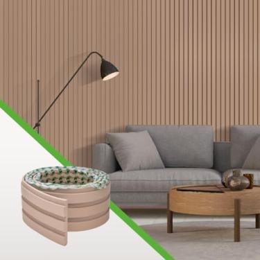 Imagem de Painel Ripado Autocolante de EVA Lâminado Decoração Moderno Linha Play+ Meu Rodapé Oficial Creme (Rolo de 2,5 metros, 10cm de largura)