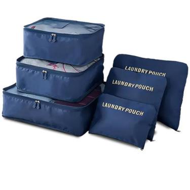 Imagem de Kit Organizador De Mala Viagem Necessaire Compacto 6 Peças - H2, Azul