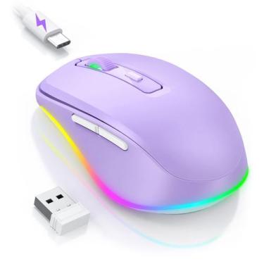 Imagem de Mouse Sem Fio Jiggler PEIOUS - Recarregável com LED Roxo