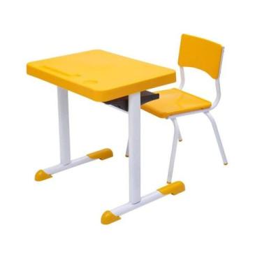 Imagem de Kit Escolar Individual Amarelo Mesa e Cadeira INFANTIL 03 a 06 Anos - 