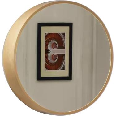 Imagem de Armário de armazenamento redondo fixado na parede do banheiro com espelho preto/cor de madeira/cor de nogueira espelho redondo da composição, a, 70cm