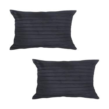 Imagem de Kit 2 Capas para Almofada Drapeada Line em Veludo Retangular 60x40 Cinza Chumbo