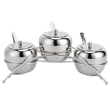 Imagem de Conjunto de potes de tempero GRCFUMO, pote de temperos, recipientes de temperos, recipientes de temperos de aço inoxidável, caixa de temperos para sal, pimenta e açúcar