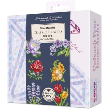 Imagem de DIAMOND ART CLUB Mini Dazzles de flores clássicas, kit de pintura de diamante DIY divertido para adultos, tela de arte de diamante para iniciantes, 10 x 15 cm (pacote com 6)