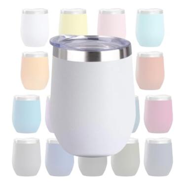 Imagem de Caneca Copo Térmico Aço Inox 360ml Para Cerveja Café Bebida Chopp Chá Vinho Leite Água Mini Cuia Com Tampa Antigotejamento Anti-vazamento (Branco)