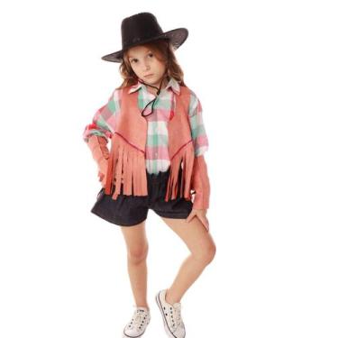Imagem de Colete Cowgirl ROSA Franjas + Adereço braço c/ franjas - QUIMERA KIDS,
