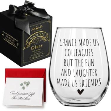 Imagem de Pokolllee Chance Made Us Colleagues Taça de vinho sem haste, presentes de aniversário de Natal inspiradores para colegas de trabalho, amigas, mulheres, colegas de trabalho, melhores amigas, presentes