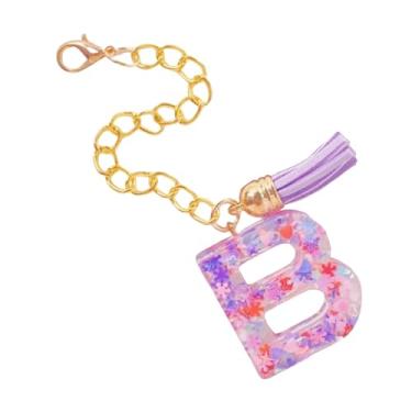 Imagem de HAPPYLIVE SHOPPING Acessórios de letras para copo Stanley, corrente de garrafa de água com letra, 1 peça de chaveiro fofo com pingente com borla para Stanley Tumbler para mulheres, Resina epóxi