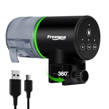 Imagem de FREESEA Alimentador automático de peixes para aquários: Dispensador automático recarregável de alimentos para peixes - Alimentador de temporizador de férias para aquário para Betta | Koi | Peixe