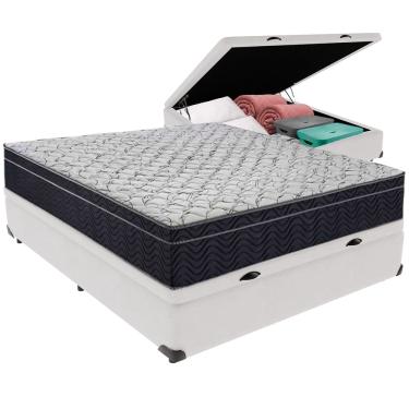 Imagem de Cama Box Baú Branco Colchão Víuvo Ortobom Airtech