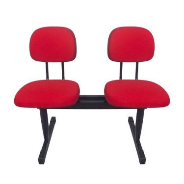 Imagem de Cadeira longarina secretaria reta 2 lugares vermelha - PopMov