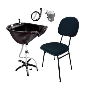Imagem de Kit salão preto cadeira fixa + Lavatório portátil - HENVIFER
