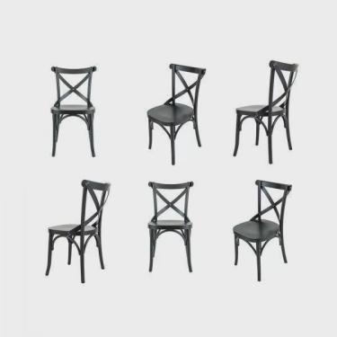 Imagem de Conjunto 6 Cadeiras Madeira Maciça Tauari Cross Laqueado X Texas