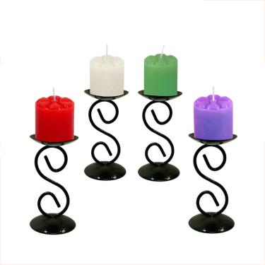 Imagem de 4 Castiçal 1 S Coroa Advento Candelabro Porta Velas Mesa