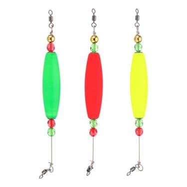Imagem de PATIKIL Boias de pesca de 21 cm, pacote com 3 boias de oliveira boia boia boia pesada, equipamento de pesca com contas de cobre para pesca em água salgada em água doce, amarelo/vermelho/verde