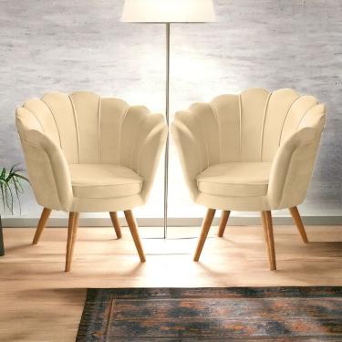 Imagem de Kit 2 Poltrona Pétala Decorativa Quarto Escritório Pé Palito