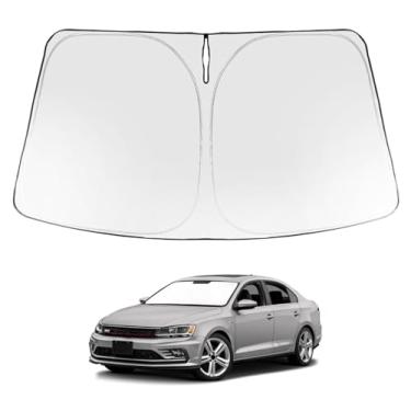 Imagem de Proadsy Protetor solar para para-brisa 2025 com ajuste personalizado 2011-2018 Volkswagen VW Jetta protetor de para-sol frontal dobrável blocos de viseira de sol raios UV mantêm o refrigerador do