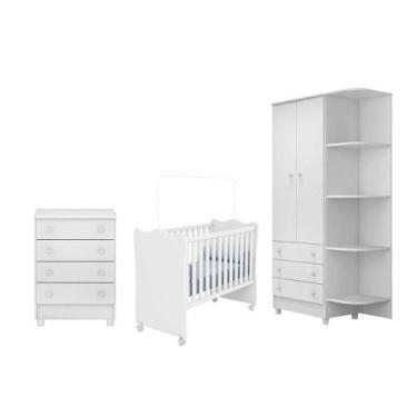 Imagem de Quarto Infantil Meu Soninho Berço Simples Branco - FdECOR - Qmovi