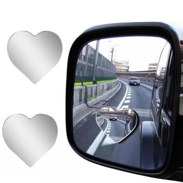 Imagem de Espelhos de ponto cego de carro com design de coração fofo – Espelho convexo grande angular com adesivo 3M – antirreflexo e à prova de estilhaçamento para mudanças seguras de faixa de rodagem