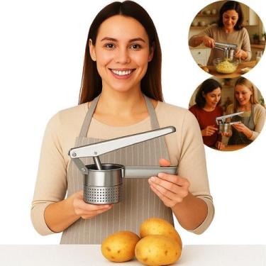 Imagem de Espremedor de Batata Inox Manual 26,5cm Profissional Reforçado Para Pu