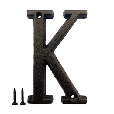 Imagem de TripDock Número da casa de 5,1 polegadas, número de endereço de metal para porta, rua, caixa de correio, casa, fácil de instalar, marrom preto (letra K)