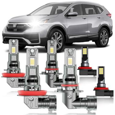 Imagem de HUOKEDS Para Honda CRV 2015-2022 Conjunto de lâmpadas de faróis de neblina, 6 peças de feixe duplo branco super brilhante e pacote de luz de neblina Blubs, tamanho 1:1 como lâmpadas de estoque, Plug
