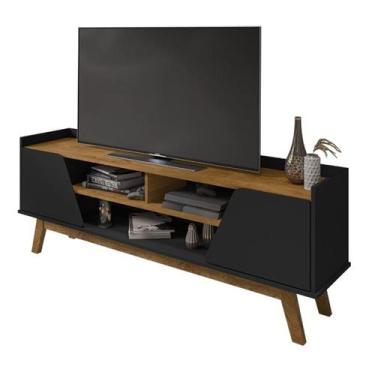 Imagem de Rack para TV Turim 2 Portas Preto Fosco/Naturalle - Bechara