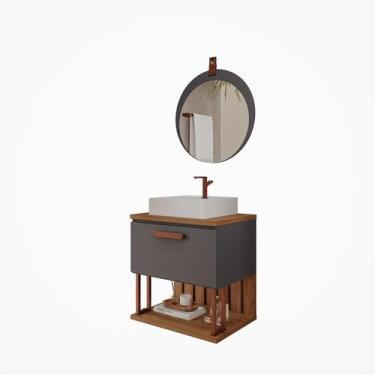 Imagem de Gabinete de Banheiro Duna 60 com Espelho Lua Titanium/Freijo - MGM