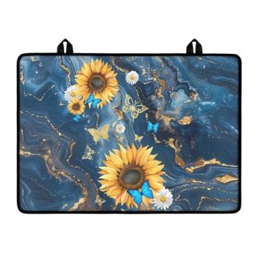 Imagem de Poceacles Capa superior de fogão de vidro elétrico tapete superior resistente ao calor antiderrapante protetor de fogão multiuso fogão/bancada/lavadora, capa protetora superior, girassol borboleta