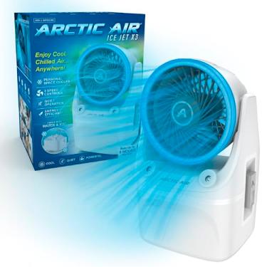 Imagem de Arctic Air Refrigerador de ar portátil Ice Jet X3, modos de névoa dupla, tempo de resfriamento de até 8 horas, refrigerador portátil de 3 velocidades com fluxo de ar ajustável, USB C, luz de humor LED