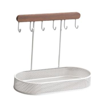 Imagem de UGPLM Exibição de jóias Stand Stand Box Decoração portátil Organizador de jóias Rack de torre para as chaves de brinco de balcão doméstico, Branco, Base