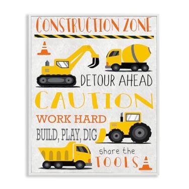 Imagem de Stupell Industries Construction Zone Ahead Arte giclée emoldurada branca, design por Elizabeth Tyndall, 61 x 76 cm