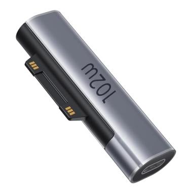 Imagem de Veeloon Adaptador De Conector De Superfície Para Carregamento Usb C, Pacote Com 1, Adaptador Magnético De 15 V 102 W Tipo C Para Surface, Requer Carregador C De 45 W/65 W/100 W/102 W Para Laptop Mic