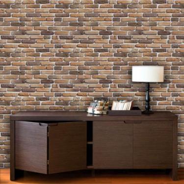 Imagem de Kit 6 Rolos Papel de Parede Tijolinho em Tons de Marrom - Inove Papéis