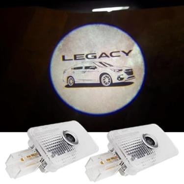 Imagem de 2 peças de luzes LED com logotipo para porta de carro, cortesia, projetor a laser, lâmpada de boas-vindas compatível com acessórios de carro Forester, Outback, Legacy, Ascent (Legacy)