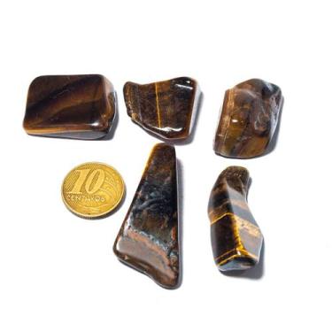 Imagem de 05 Olho de Tigre Africano Rolado Pedra G 30 a 45mm Classe A - Cristais