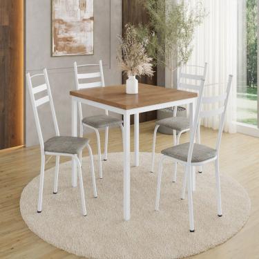 Imagem de Conjunto de Mesas e Cadeiras 90x90 com 4 Cadeiras Branco/Grafiato/ Demolição