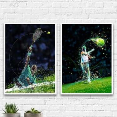 Imagem de Kit 2 Quadros Decorativos Tenistas 45X34Cm Branca - Quadros On-Line