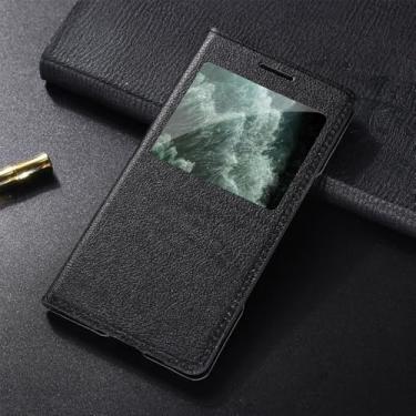 Imagem de Capa flip de couro transparente ultrafina com janela para Samsung Galaxy S10 S9 S8 Plus S7 S6 Edge Active S5 S4 S3 S4Mini, preta, para Samsung S5 i9600