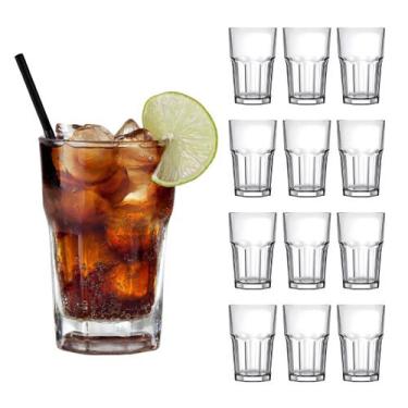 Imagem de Jogo De Copos Em Vidro Kit 12 Peças Cozinha Água Suco Drinks - Suas co