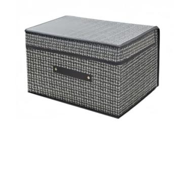 Imagem de Caixa Organizadora Listrada Estampa Dobrável Multiuso Guarda Roupa Armario Closet Acessórios Livro (Cinza/Listrado)