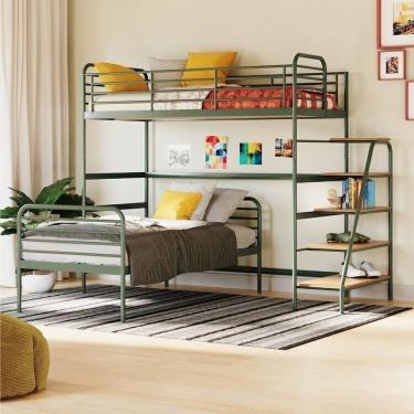 Imagem de Conjunto Cama Alta com Cama Solteiro Infantil / Juvenil Teko Casatema Verde / Álamo