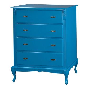 Imagem de Cômoda Luiz Xv 4 Gavetas 1030 Laca Azul