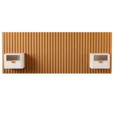 Imagem de Cabeceira Queen Buriti 2 Gavetas Ripado Off White - Jb Bechara