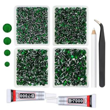 Imagem de qiipii Strass De Resina Cristal Verde Esmeralda Com Cola B7000 Para Joias Artesanato Deslumbrante 3 Mm 4 5 6 Pedras Fundo Plano Diamantes Cristais Gemas Pingentes Unhas Rosto Olhos Maquiagem Copos F