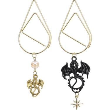 Imagem de Berirexrion Marcador de livro Dragon Fourth Wing – 2 peças de clipes de papel de metal de fantasia, presentes, leitura, meninos, engraçados, dourados, marcadores de página para amantes de livros, fãs