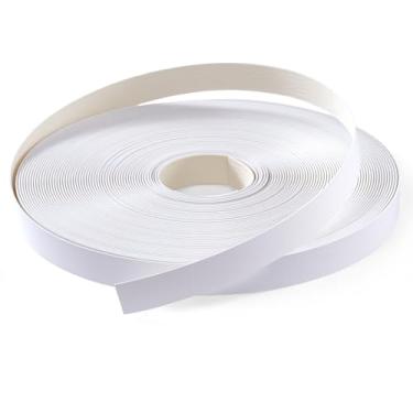 Imagem de FAKILO Faixa de borda de PVC branca com adesivo hot melt pré-colada para acabamento de fita de borda de borda para consertos de madeira compensada de gabinete e restauração de móveis