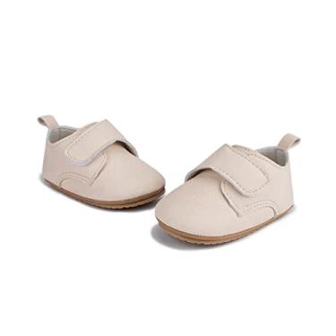 Imagem de HsdsBebe Sapatos Oxford para Bebês Meninos Meninas Couro PU Sola de Borracha Macia Antiderrapante Botas de Tornozelo Infantis Sapatos de Caminhada Mocassins, E/Bege, 12-18 Months Toddler