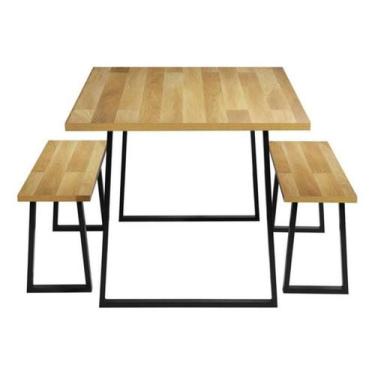 Imagem de Conjunto De Jardim 3 Pecas Madeira Mesa E 2 Bancos - Just Home Collect